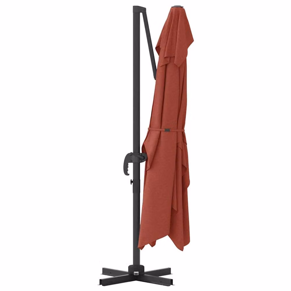 Berkfield Home Modern Cantilever Garden Umbrella in Burnt Orange with Polyester Canopy and Steel Frame, Height: 240 cm – 3
