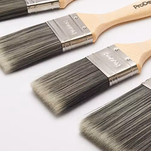 ProDec Trojan 6 Piece Angled Synthetic Paint Brush Set for Water Based Paints with Wood Handles – 2