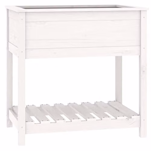 vidaXL White Pine Wood Planter with Shelf W/D/H: 82.5 x 54 x 81 cm