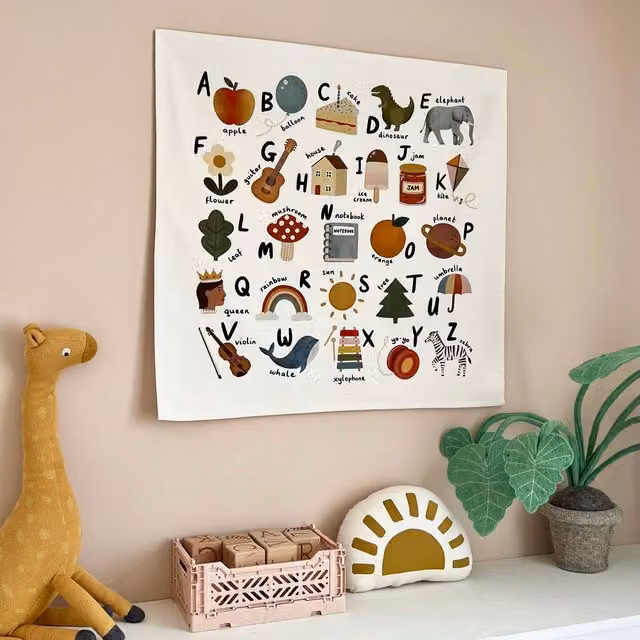 Kid of the Village Alphabet Textile Wall Hanging, Multicolour, 70 x 70 cm – 1