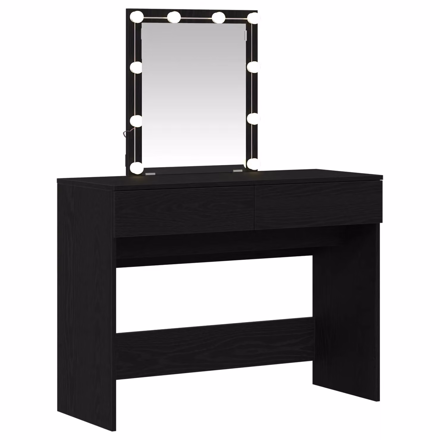 Berkfield Home Modern Dressing Table with Hollywood LED Mirror in Black Oak – 2