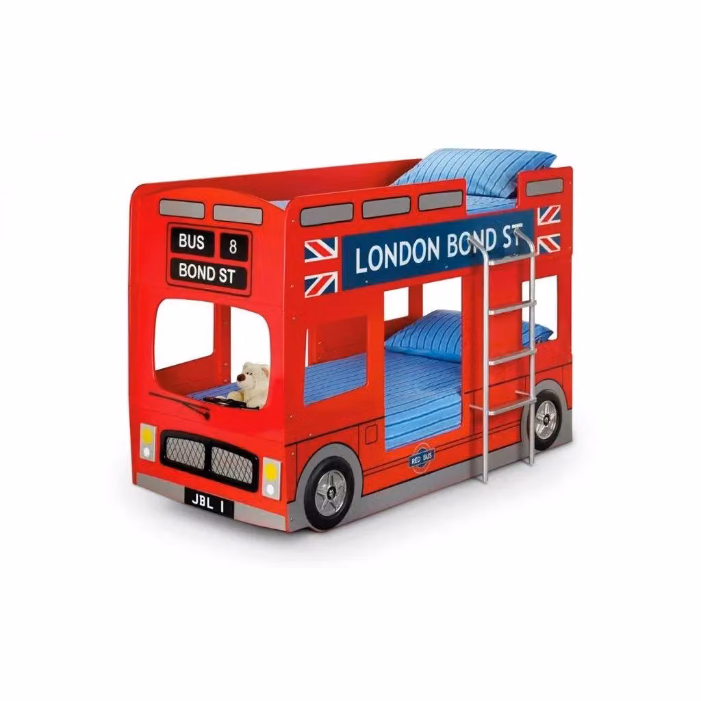 Ashfield Premium London Red Bus Bunk Bed in Red and Multicolour, Solid Wood, W/D/H: 90 x 190 x 159 cm – 2
