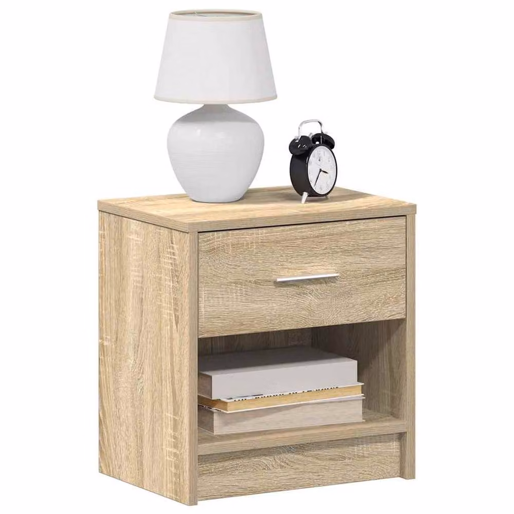 Berkfield Home Set of 2 Bedside Cabinets with Drawer in Sonoma Light Oak, W/D/H: 39 x 28 x 41 cm – 2