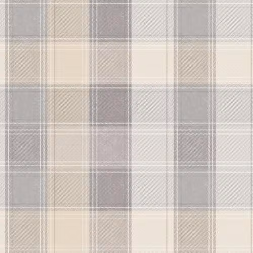 Arthouse Paste The Paper Country Check Wallpaper in Grey and Beige