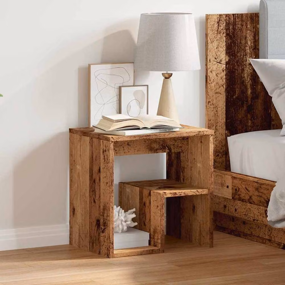 Berkfield Home Elegant Bedside Cabinet in Brown Old Wood, W/D/H: 40 x 30 x 40 cm – 4