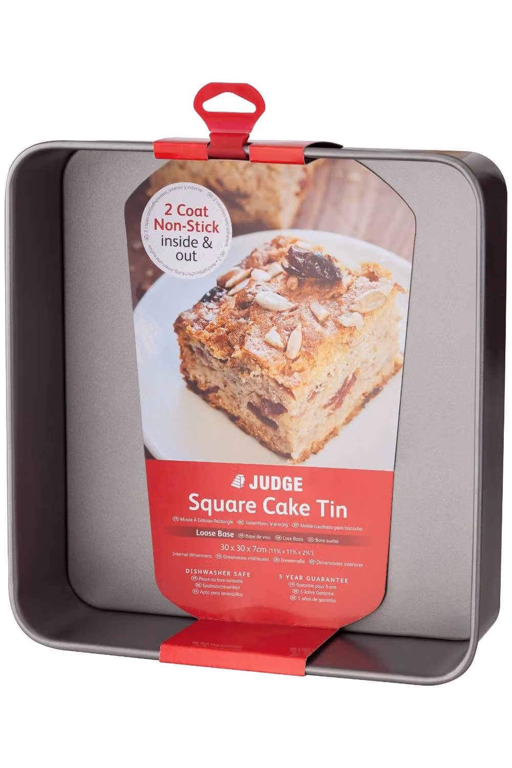 Judge Non-Stick Square Springform Cake Tin with Loose Base, Grey, 30 cm – 3
