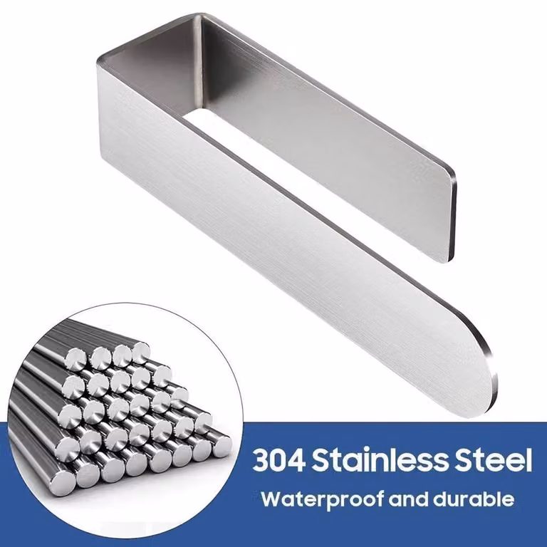SPETLEK Silver Adhesive Bathroom Hand Towel Holder, 37 cm