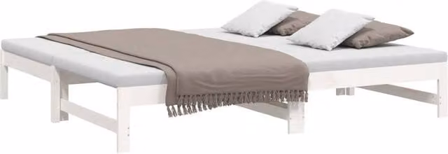Berkfield Home White Pull-out Day Bed with Drawers, Solid Pine Wood, W/D/H: 150 x 200 x 30 cm – 1