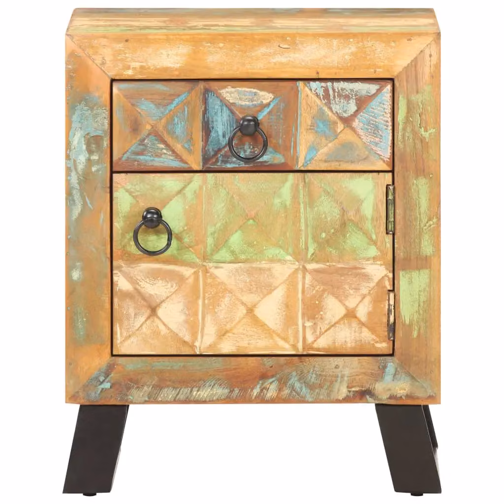 Berkfield Home Vintage Bedside Cabinet in Multicolour Solid Reclaimed Wood, W/D/H: 40 x 30 x 50 cm – 3