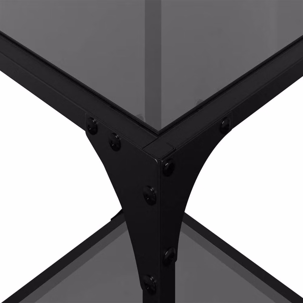 Berkfield Home Set of 2 Modern Square Coffee Tables with Black Glossy Glass Tops and Steel Frames, W/D/H: 30 x 30 x 40 cm – 5