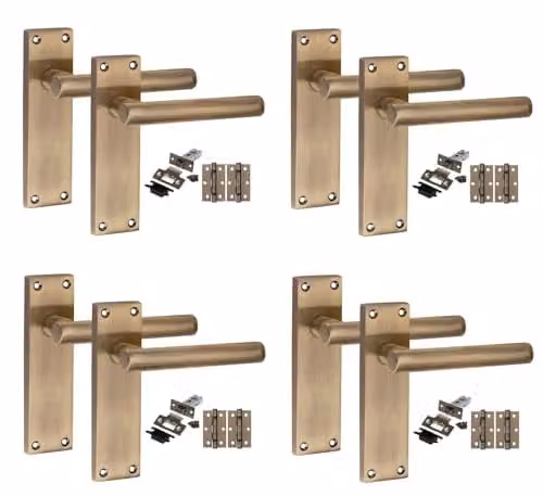 Golden Grace Victorian T-Bar Door Handle Sets in Antique Brass, 4 Pairs – 1