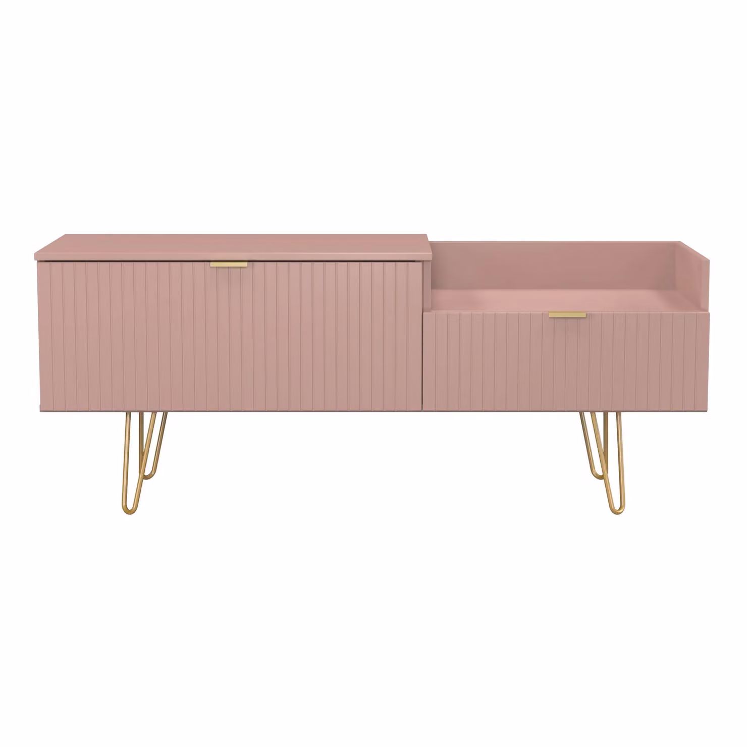 2 U Bexley Ready Assembled 2 Drawer Coffee TV Unit in Dusty Pink and Gold – 2