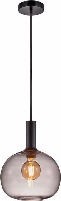 Nordlux Alton Round Pendant Light in Black Glass and Metal, Diameter: 25 cm, E27 – 1