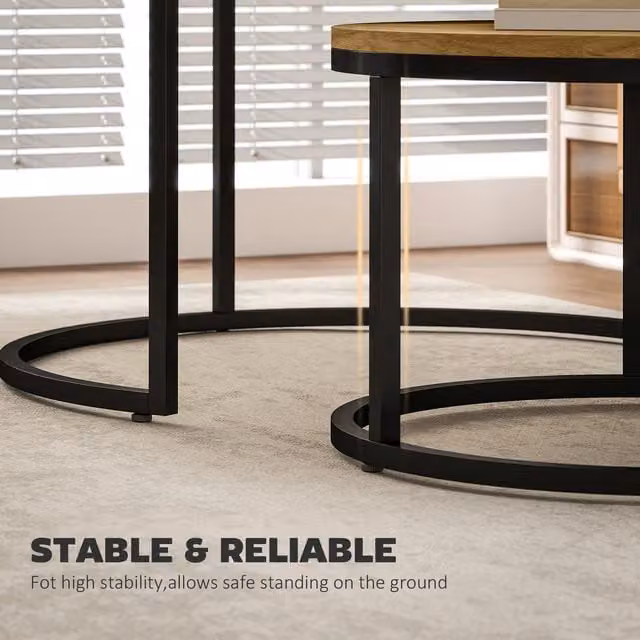HOMCOM 2 Piece Nesting Coffee Table Set in Brown
