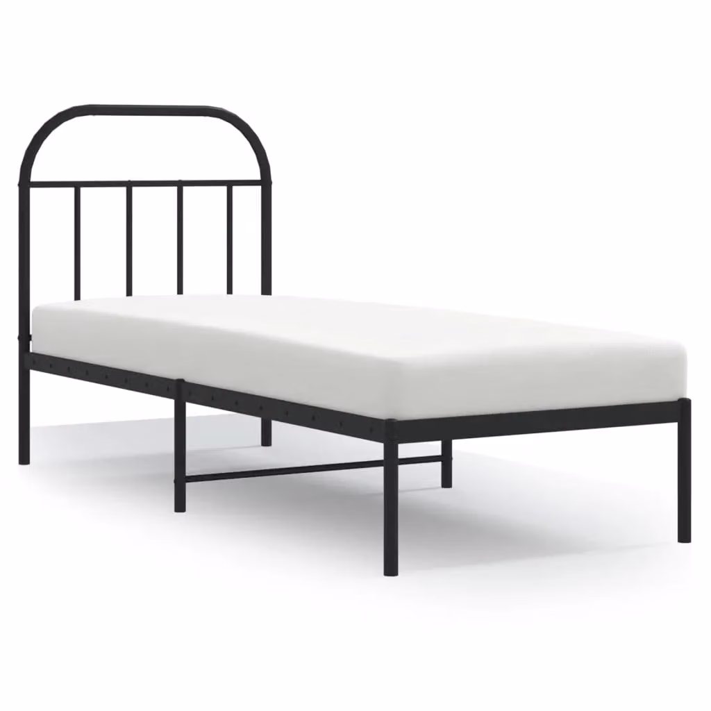 Berkfield Home Metal Bed Frame with Headboard in Black, W/D/H: 75 x 190 cm Small Single – 2
