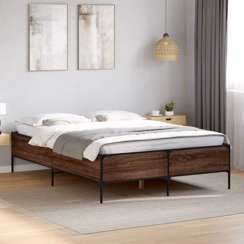 Berkfield Home Small Double Bed Frame in Brown Oak, W/D/H: 120 x 200 cm – 2