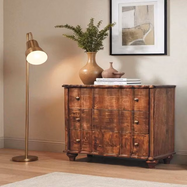 Artisan Furniture Lume Roasted Mango Wood Panel Chest in Brown