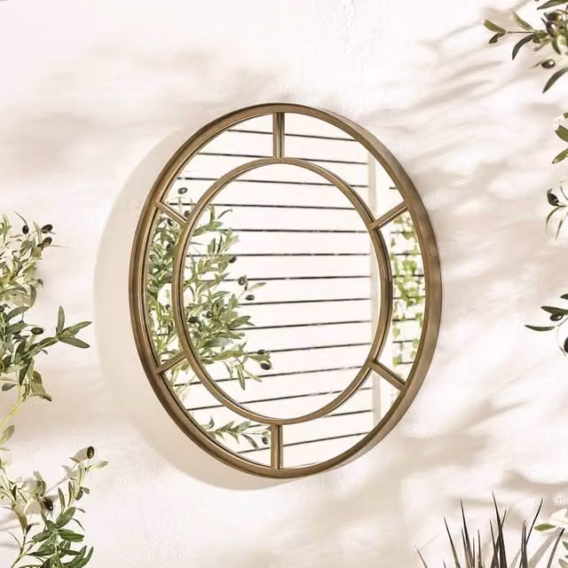 FurnitureboxUK Alnwick Bronze Round Window Garden Mirror, Diameter: 70 cm – 1