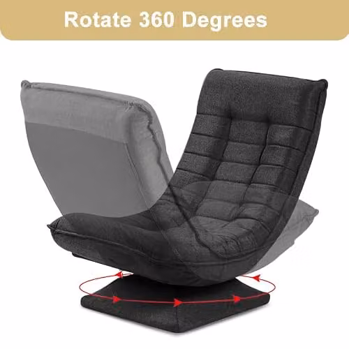 HYGRAD BUILT TO SURVIVE 360-Degree Swivel Armchair, Grey Folding Recliner with Adjustable Backrest and Headrest – 6