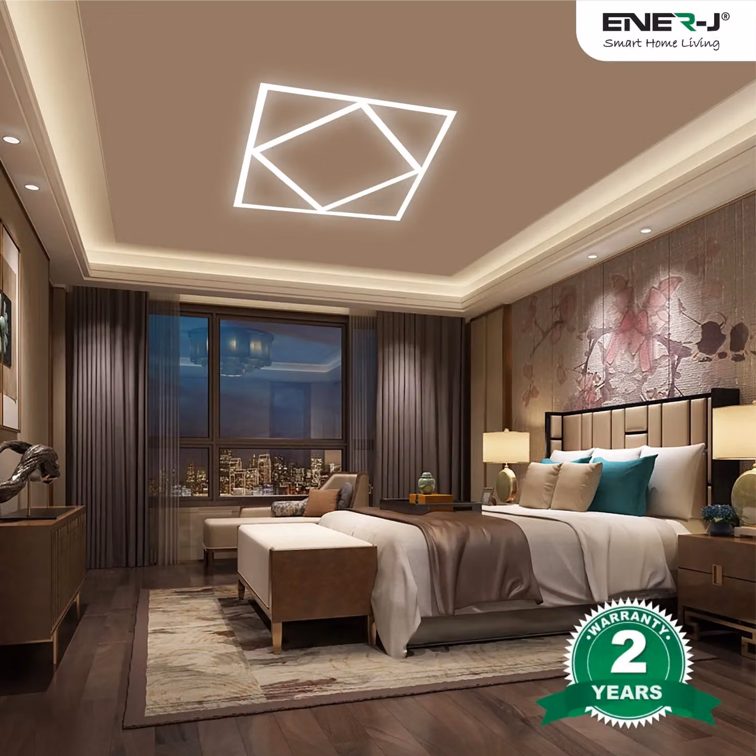 ENER-J Double Square Borderline LED Panel, White, W/D/H: 60 x 60 x 60 mm, 40W, 4000 Lumens, 6000K Cool White – 2