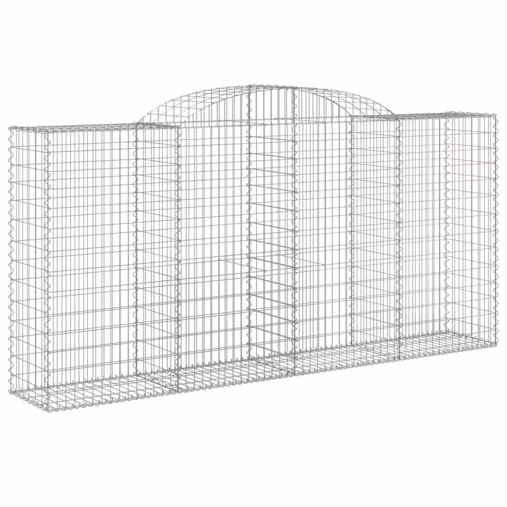 Berkfield Home Arched Gabion Basket in Silver Galvanised Steel, W: 300 cm, D: 50 cm, H: 140-160 cm – 2