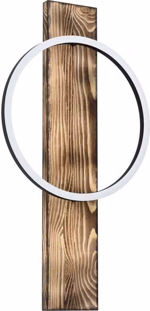Loops Rustic LED Wall Light in Black and Brown with White Plastic Shade