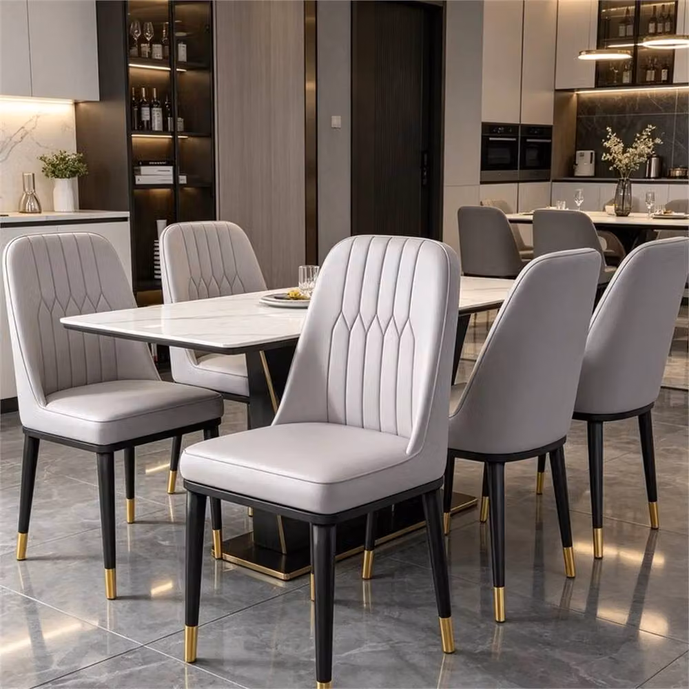 SPETLEK Set of 4 Grey Faux Leather Dining Chairs – 4