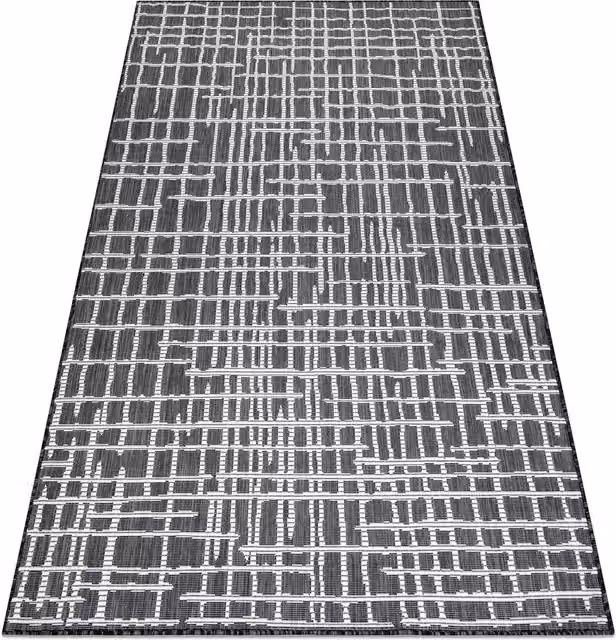 RugsX Sion Geometric Modern Black Flat Weave Rug, W: 80 cm, L: 150 cm