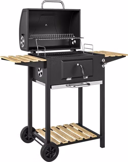 Outsunny Charcoal BBQ Grill with Height Adjustable Pan, Warming Rack, Thermometer and Wheels, Black/Grey, W/D/H: 107 x 58 x 112 cm – 1