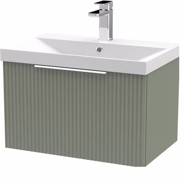 Balterley Tixall 1 Drawer Vanity Unit with Thin Edge Basin, Satin Green, W: 60 cm
