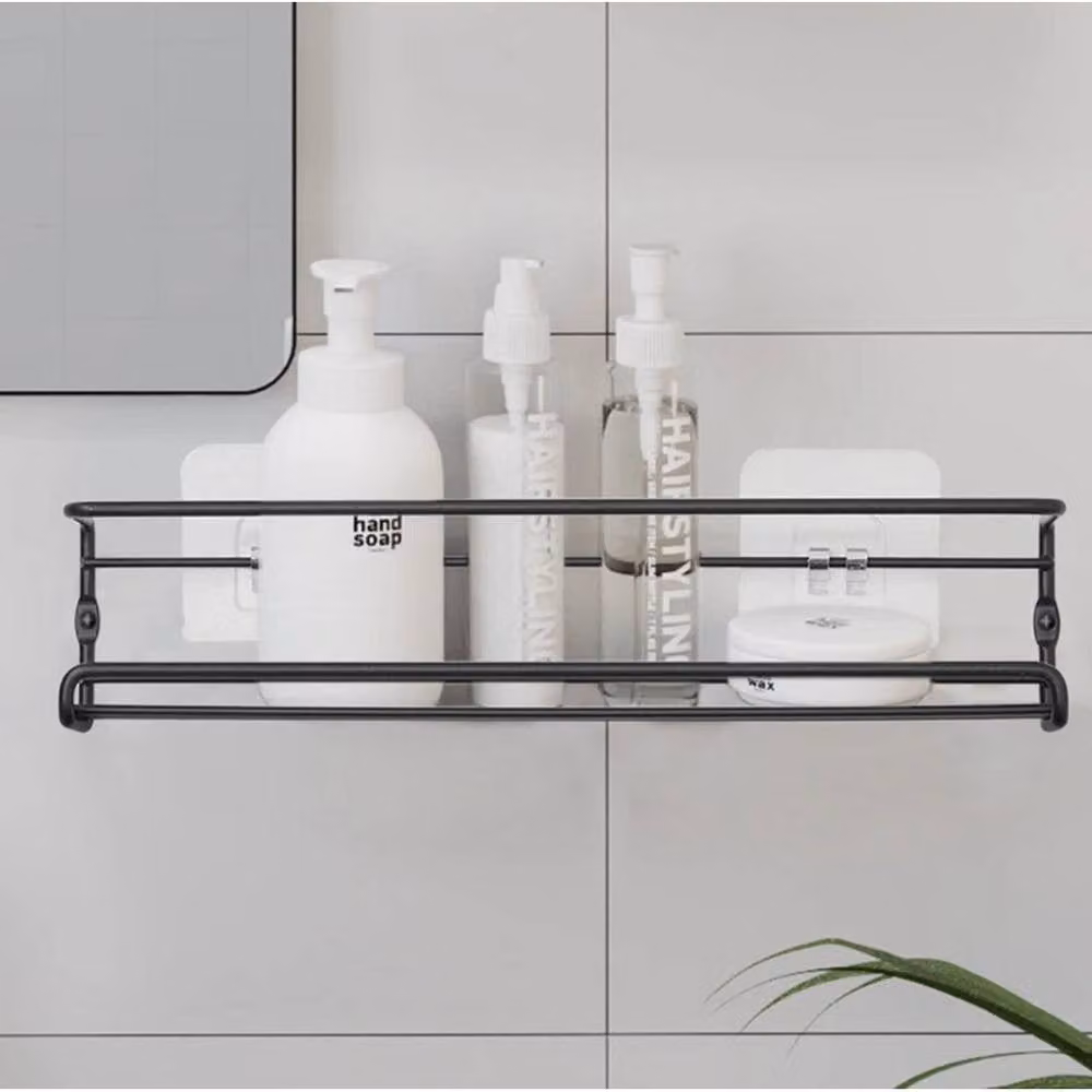 PAWNORA 4-Piece Metal Wall-Mounted Shower Shelf and Bathroom Caddy Storage Organiser Set in Matt Black – 2