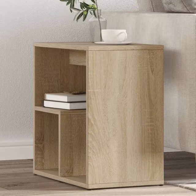 Berkfield Home Set of 2 Sonoma Oak Side Tables in Light Oak, W/D/H: 50 x 30 x 50 cm