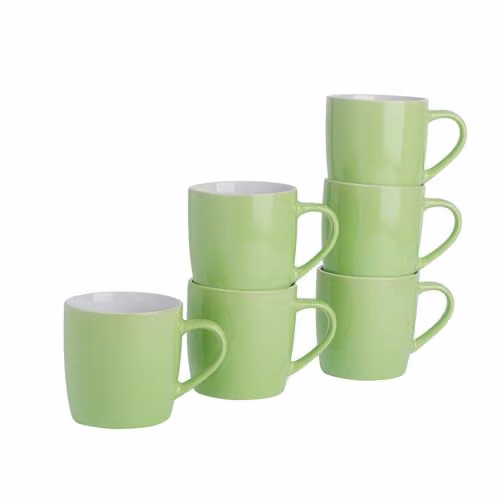 Argon Tableware Green Stoneware Coffee Mugs, 350ml, Pack of 6 – 1