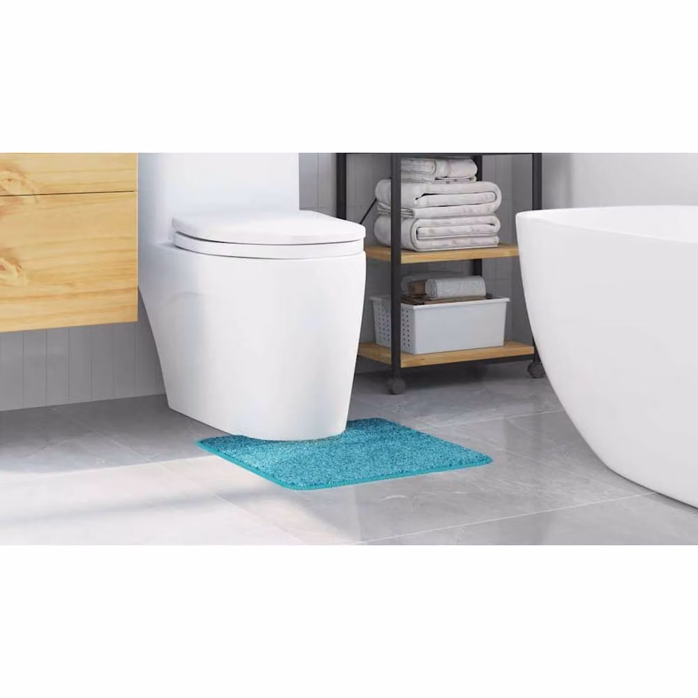 Berkfield Home Non-Slip Turquoise Microfibre Bath Mat, W/D: 50 x 50 cm – 2