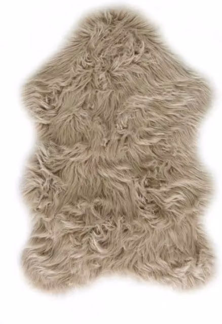 New Edge Blinds Premium Luxury Faux Fur Rug in Beige, W/D/H: 80 x 50 x 50 cm