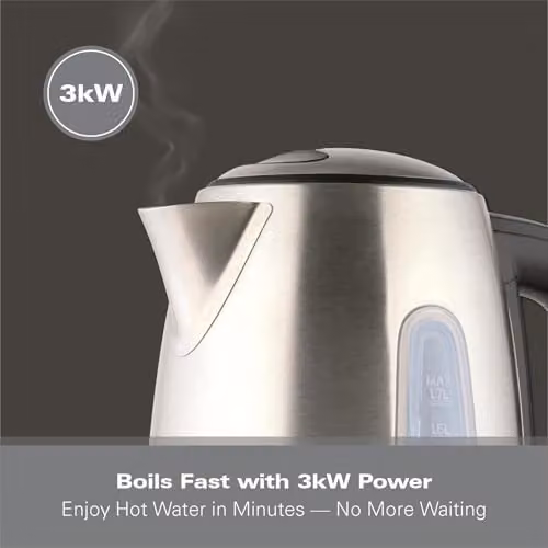 Hamilton Beach Rise Electric Kettle, 1.7 l, Silver Stainless Steel – 3