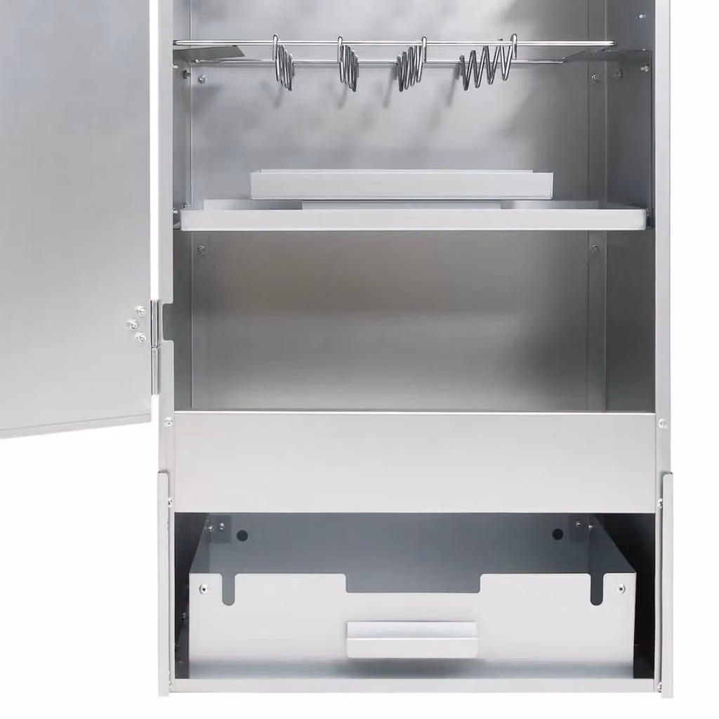 Berkfield Vertical BBQ Oven Smoker with Table in Silver Galvanised Steel – 2