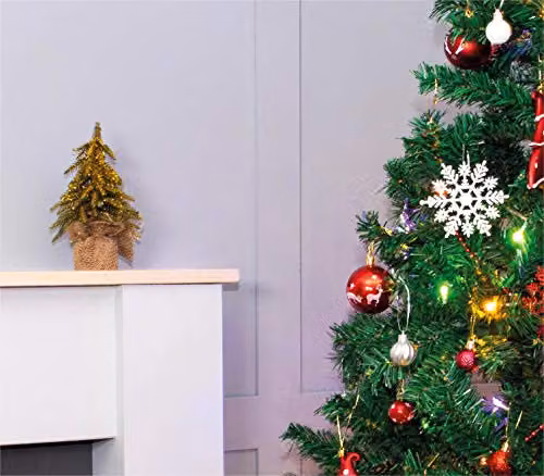 Netagon Decorative Gold Finish Mini Tabletop Christmas Tree in Green Hessian Bag, Height: 20 cm – 3