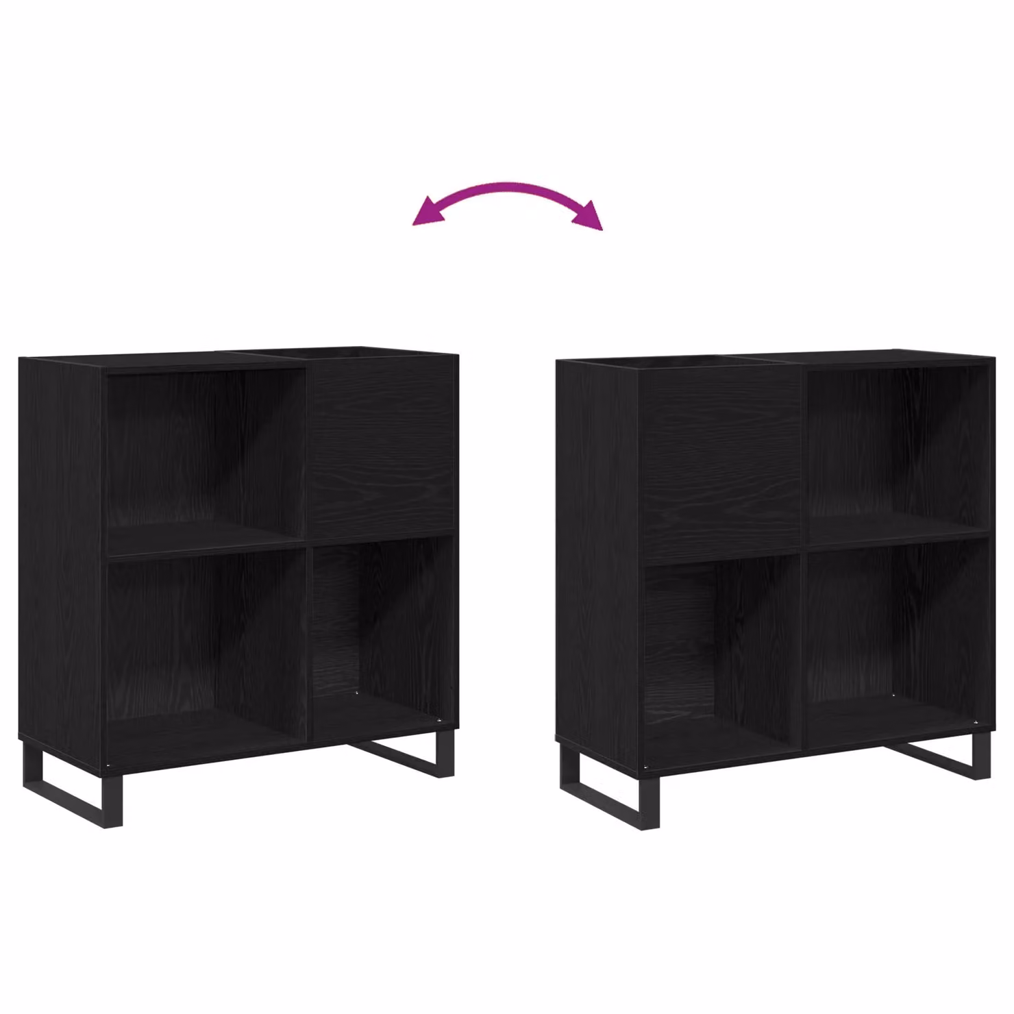 Berkfield Home Modern Record Cabinet in Black Oak, W/D/H: 84.5 x 38 x 90 cm – 5