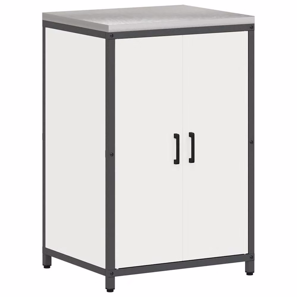 Berkfield Home White Steel Kitchen Storage Cabinet with Internal Shelves and Hinged Doors W/D/H: 92.0 x 50.0 x 60.0 cm – 2
