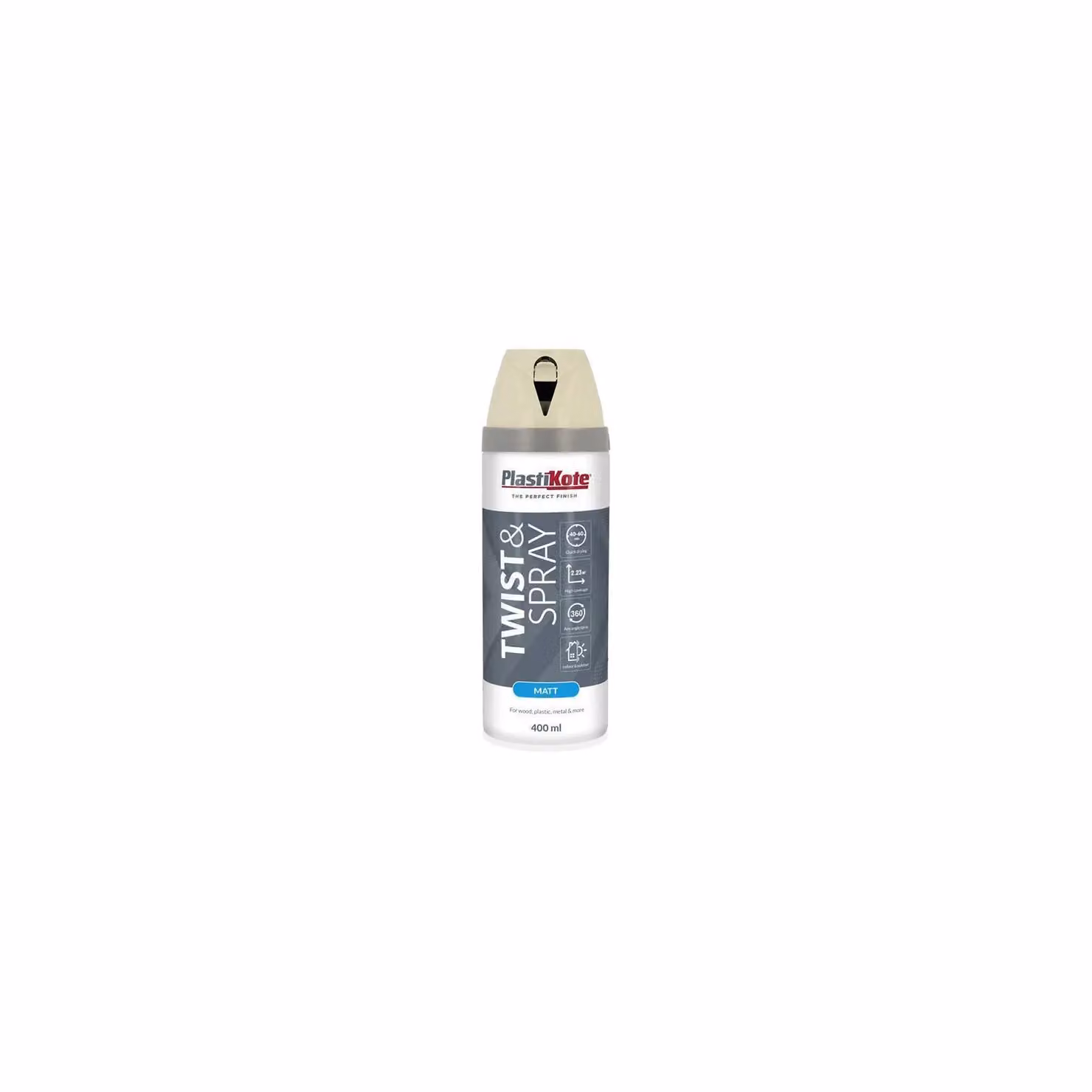 Plastikote Twist & Spray Matt Wood and Plastic Paint, Georgian Stone, 400ml – 2