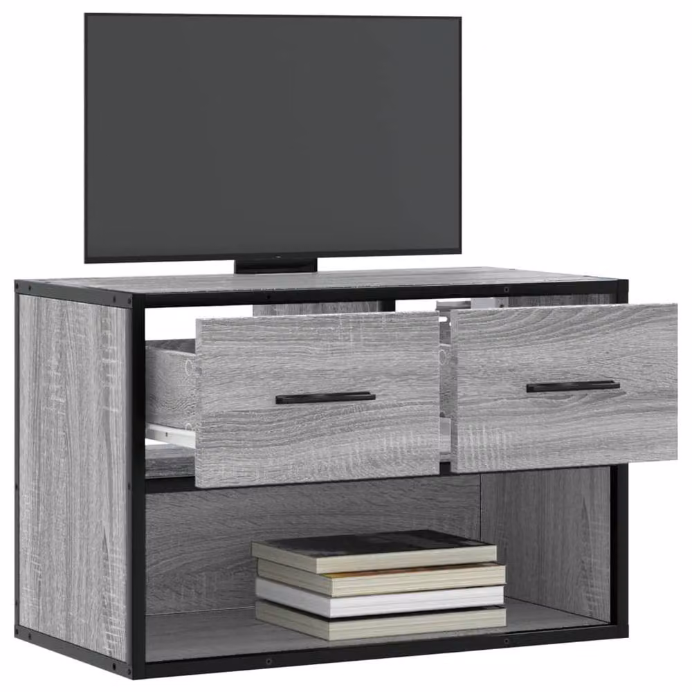 Berkfield Home Grey Sonoma TV Cabinet in Engineered Wood and Metal, W/D/H: 60 x 31 x 39.5 cm – 3