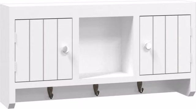 Berkfield Home White Wall Mounted Key Cabinet with Internal Shelves and Open Shelf, W/D/H: 40 x 8.5 x 20 cm
