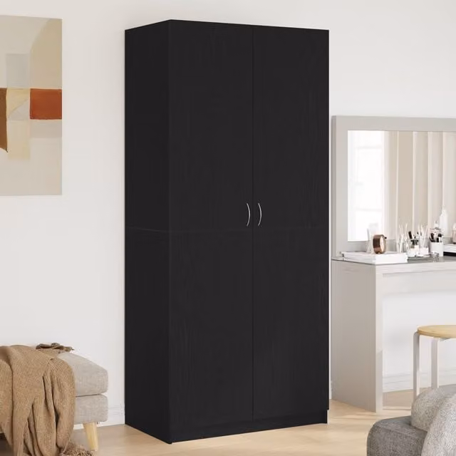 Berkfield Home Black Oak Wardrobe, W/D/H: 90 x 52 x 200 cm – 1