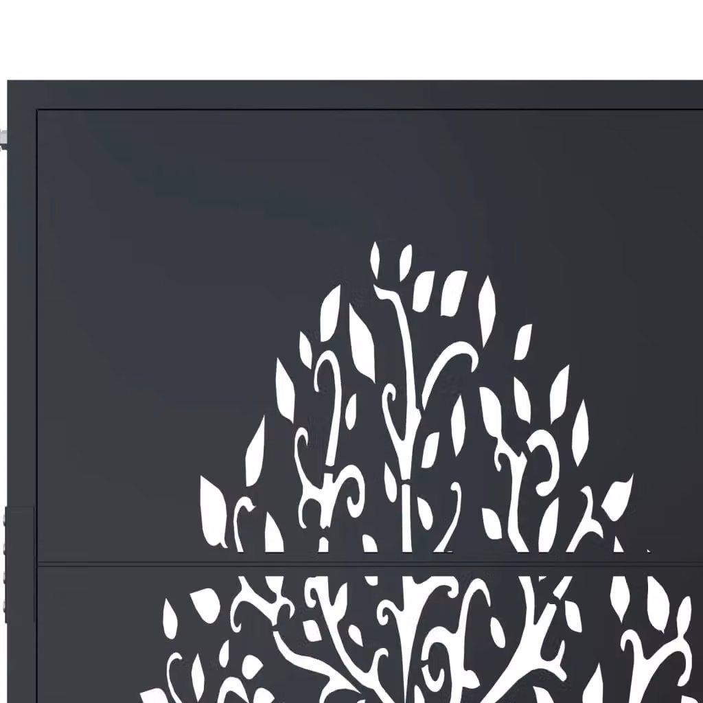 Berkfield Anthracite Steel Garden Gate with Tree Design, W: 105 cm, H: 205 cm – 3