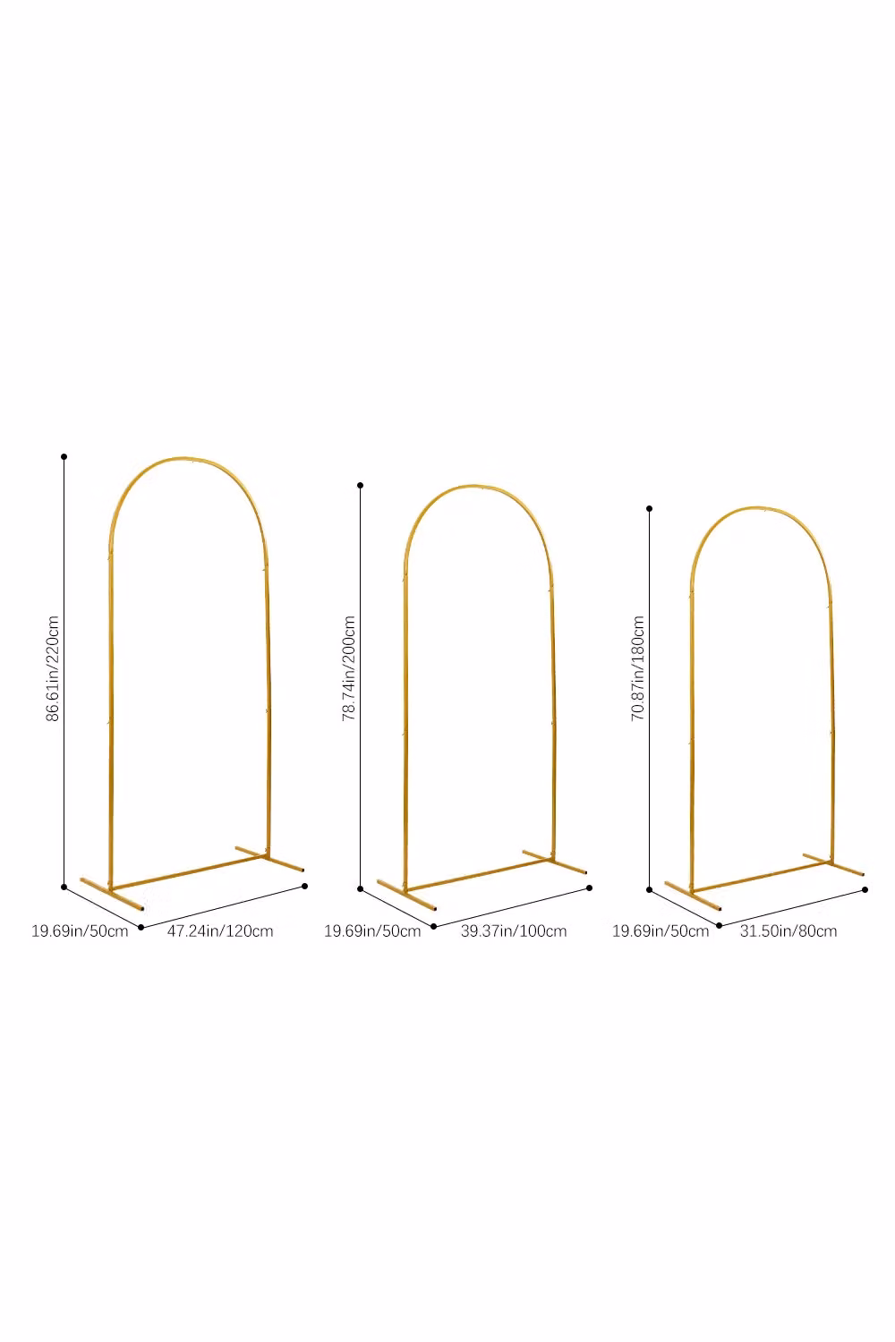 Living and Home 3-Piece Metal Arch Wedding Backdrop Stand in Gold – 2