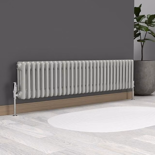 Lux Heat Horizontal 3 Column Steel Radiator in Dove Grey, H 137 cm x W 30 cm