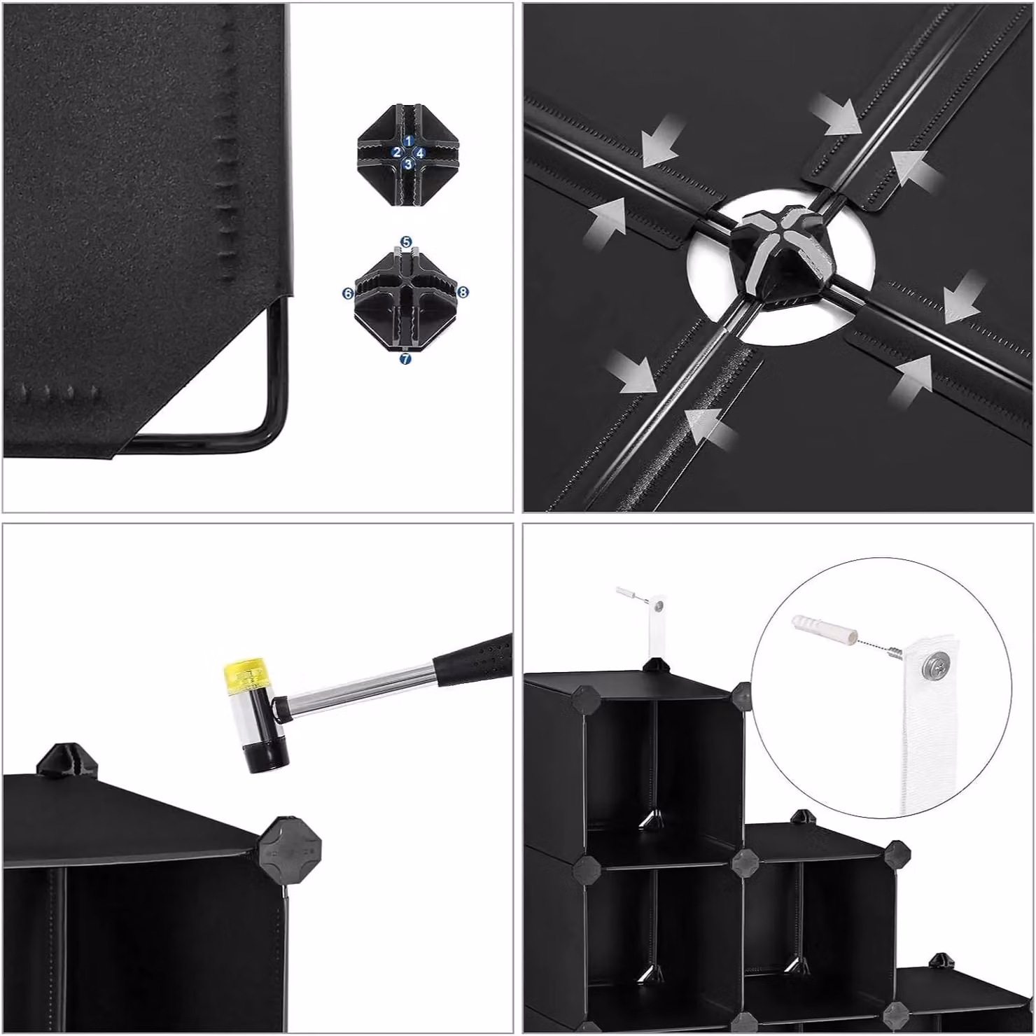 SONGMICS 16-Cube DIY Stackable Storage System Closet Divider in Black – 3