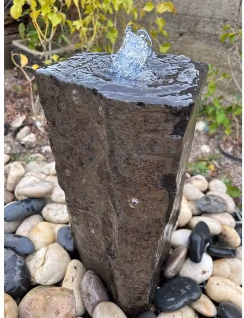 Buttercup Farm Basalt Garden Fountain Water Feature in Black and Grey with Mains Pump