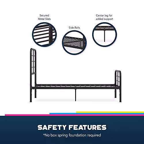 DHP Furniture Millie Metal Bed in Black, W/D/H: 90 x 200 x 105.4 cm – 4